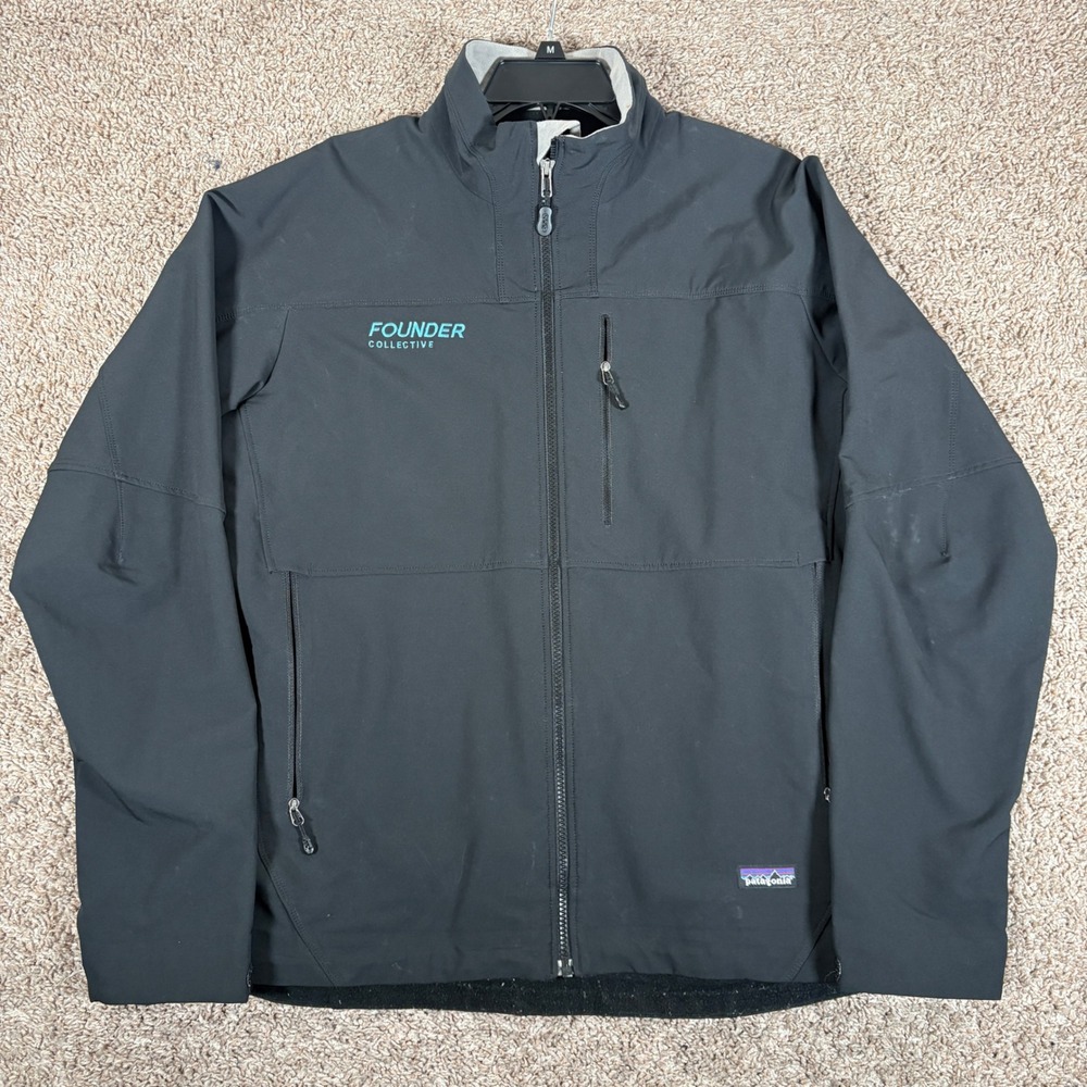 Patagonia Adze Softshell Jacket Mens Large Black Logo Full Zip